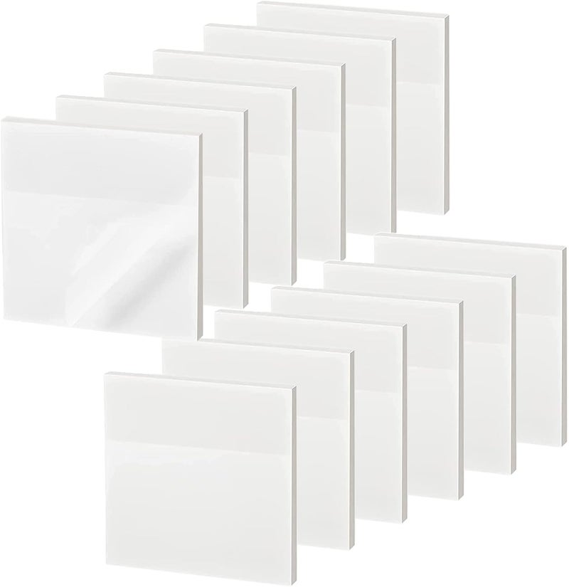 ENLUOM 600 Sheet Transparent Sticky Notes, 3" x 3" Clear Sticky Notes Waterproof Self-Adhesive Translucent Sticky Note pad for Books Annotation and Tracing, See Through Sticky Note (12 Pads) - Image 1